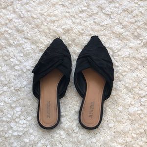 JustFab slip on backless loafers. Black and size 7